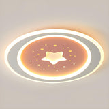 Blue Starry Sky Round LED Flush Mount Ceiling Light Image - 10