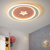 Blue Starry Sky Round LED Flush Mount Ceiling Light Image - 17