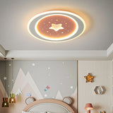 Blue Starry Sky Round LED Flush Mount Ceiling Light Image - 5