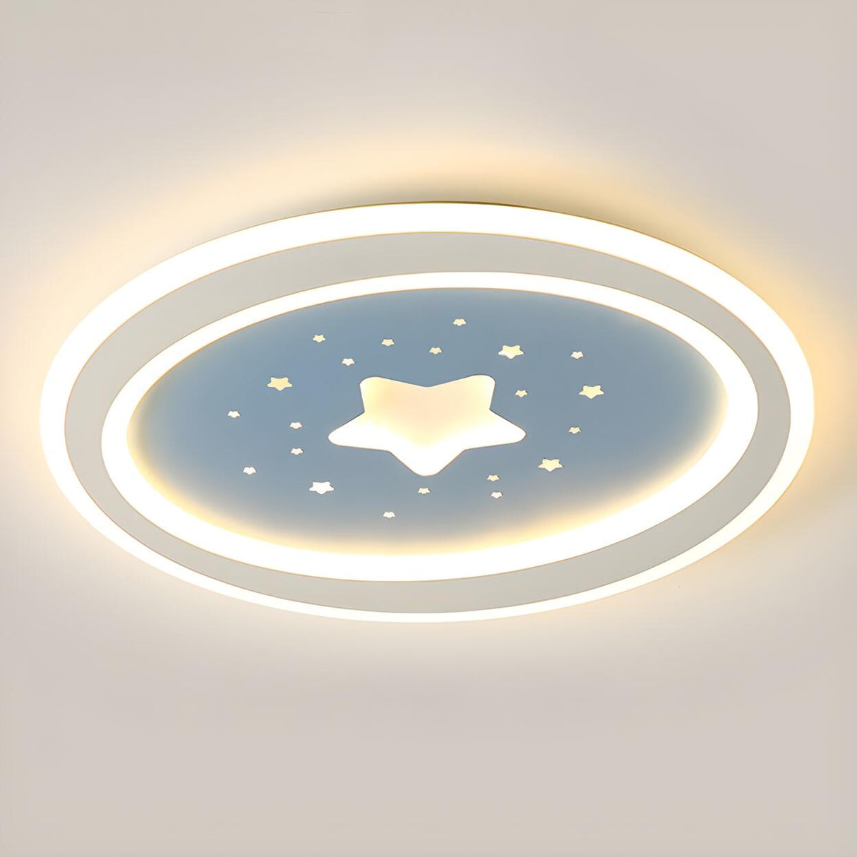 Blue Starry Sky Round LED Flush Mount Ceiling Light Image - 9