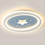 Blue Starry Sky Round LED Flush Mount Ceiling Light Image - 9