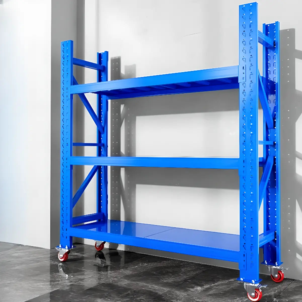 Blue Steel Frame Heavy-Duty Garage Storage Shelves with Legs Image - 2