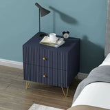 Blue Storage Square Wood Drawers Nightstand with Legs Image - 5