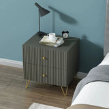 Blue Storage Square Wood Drawers Nightstand with Legs Image - 6