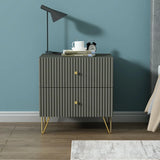 Blue Storage Square Wood Drawers Nightstand with Legs Image - 8