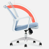 Blue Swivel Ergonomic Mesh Office Chair with Wheels Image - 15