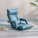 Blue Tech Cloth Sloped Arms Fixed Back Arm Chair Image - 1