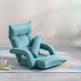 Blue Tech Cloth Sloped Arms Fixed Back Arm Chair Image - 10