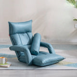 Blue Tech Cloth Sloped Arms Fixed Back Arm Chair Image - 11