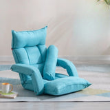 Blue Tech Cloth Sloped Arms Fixed Back Arm Chair Image - 3