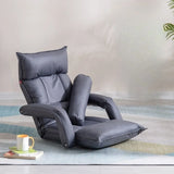 Blue Tech Cloth Sloped Arms Fixed Back Arm Chair Image - 5