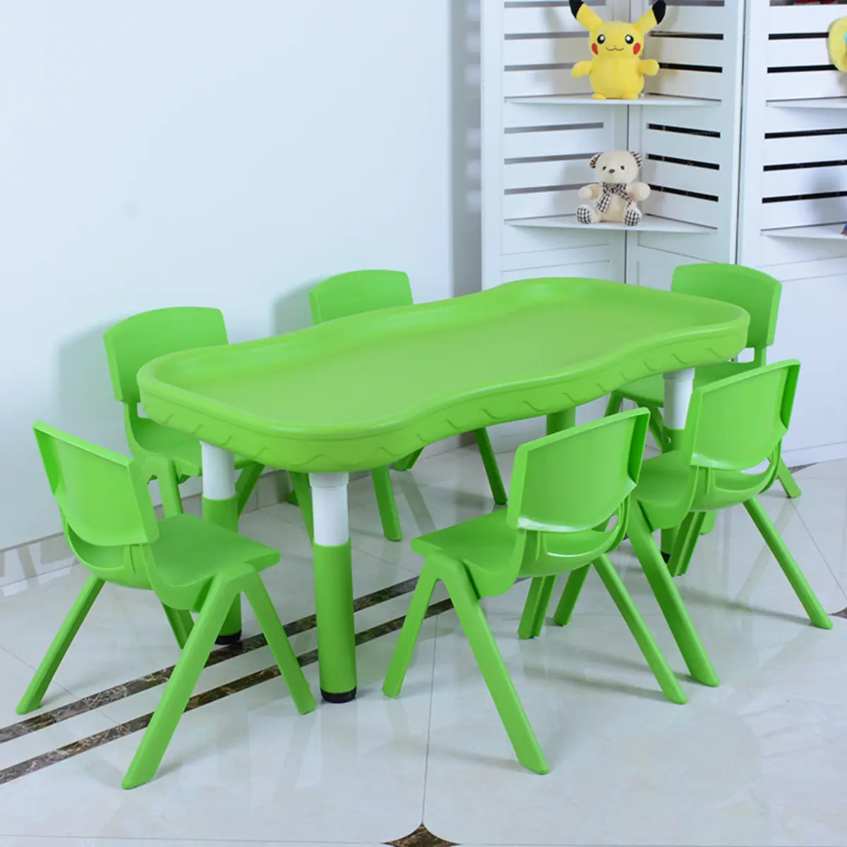 Blue Toddler Building Block Table Chair Set 2 Seats Image - 14