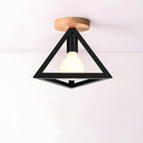 Blue Triangle Cage Bare Bulb Semi-Flush Mount Light Image - 19