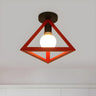 Blue Triangle Cage Bare Bulb Semi-Flush Mount Light Image - 44