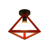 Blue Triangle Cage Bare Bulb Semi-Flush Mount Light Image - 47