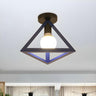 Blue Triangle Cage Bare Bulb Semi-Flush Mount Light Image - 48