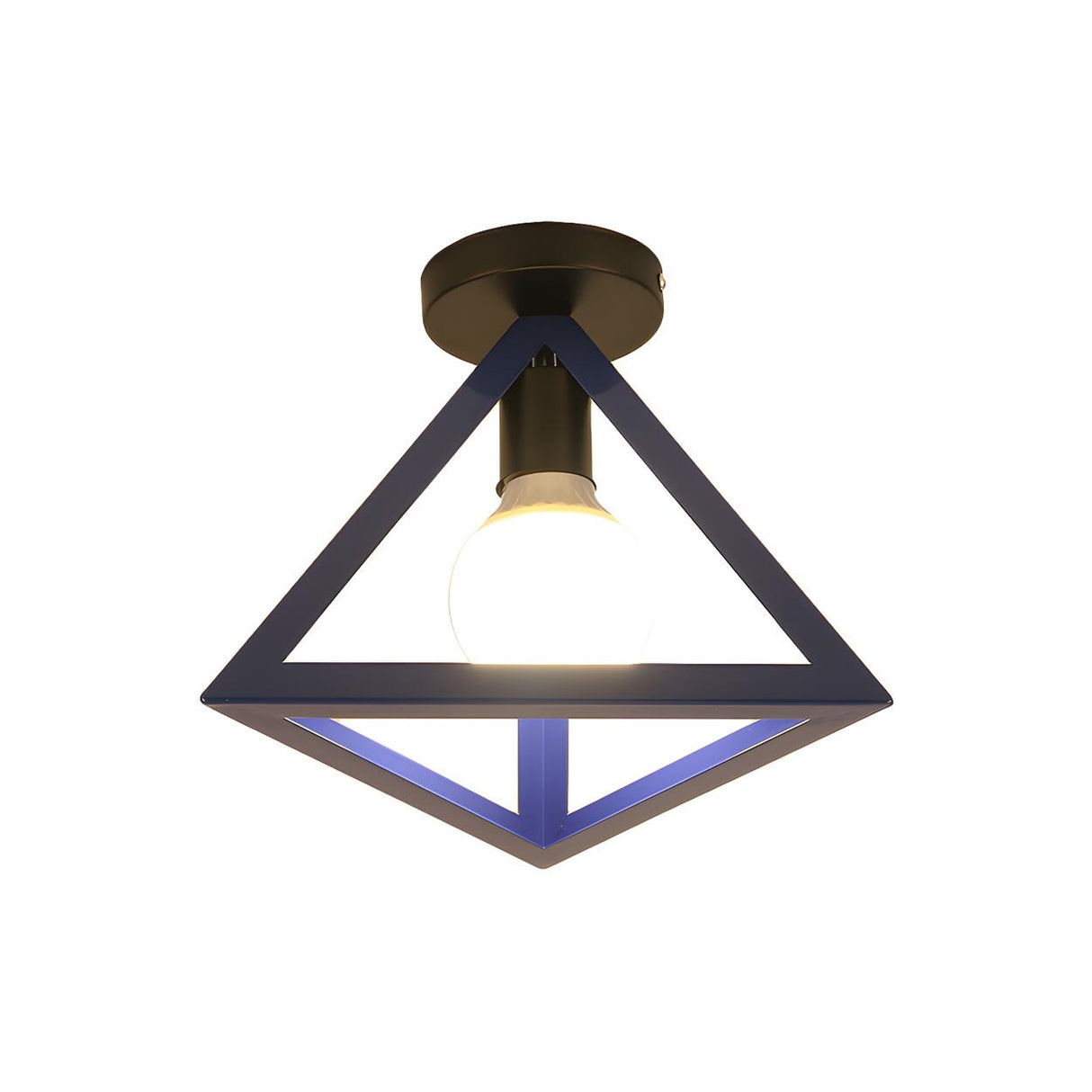 Blue Triangle Cage Bare Bulb Semi-Flush Mount Light Image - 51