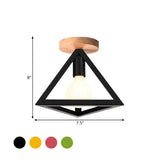 Blue Triangle Cage Bare Bulb Semi-Flush Mount Light Image - 53