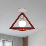 Blue Triangle Cage Bare Bulb Semi-Flush Mount Light Image - 7