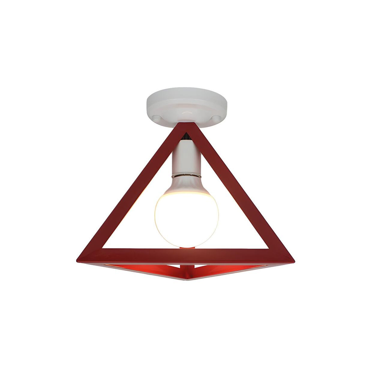 Blue Triangle Cage Bare Bulb Semi-Flush Mount Light Image - 8