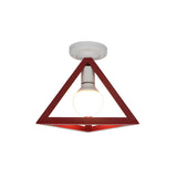 Blue Triangle Cage Bare Bulb Semi-Flush Mount Light Image - 8