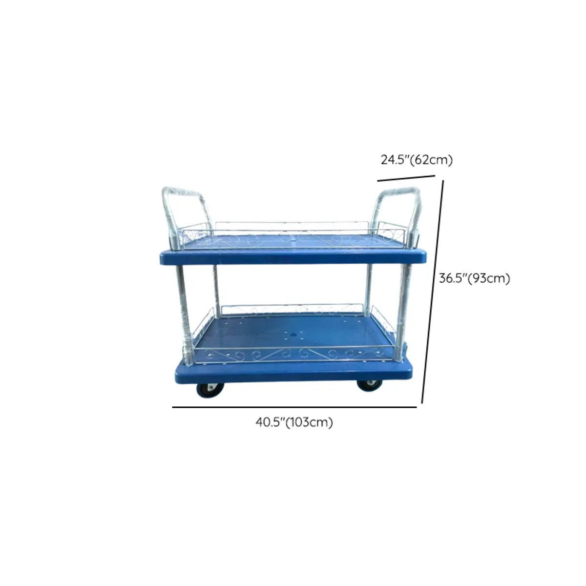 Blue Two-Tier Shelves Utility Cart with Handle 