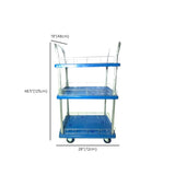 Blue Two-Tier Shelves Utility Cart with Handle Image - 18