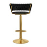 Blue Velvet Adjustable Gold Base Low Back Counter Bar Stool Image - 30