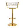 Blue Velvet Adjustable Gold Base Low Back Counter Bar Stool Image - 35