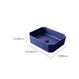 Blue Vitreous China Circular Center Trapway Vessel Sink #size