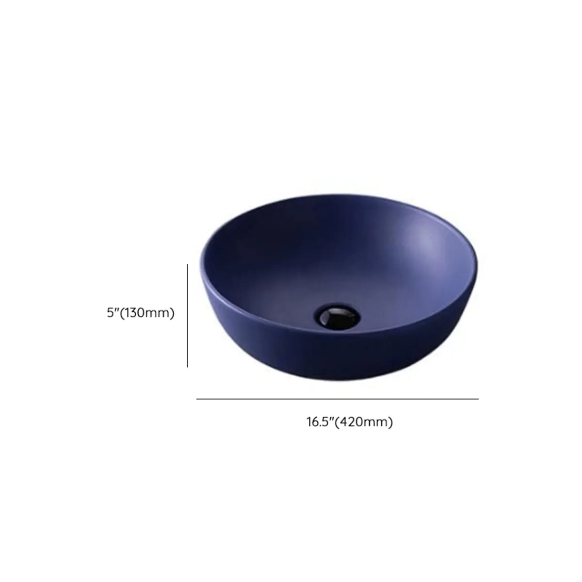 Blue Vitreous China Circular Center Trapway Vessel Sink Image - 15