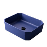 Blue Vitreous China Circular Center Trapway Vessel Sink Image - 2