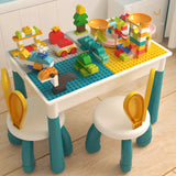 Blue Waterproof Toddler Building Block Table Chair Set Image - 1