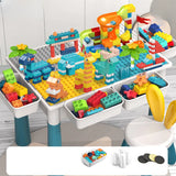 Blue Waterproof Toddler Building Block Table Chair Set Image - 19