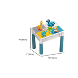 Blue Waterproof Toddler Building Block Table Chair Set #size