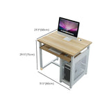 Blue Wood Square Cable Management Sled Computer Desk Image - 14