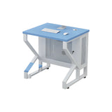 Blue Wood Square Cable Management Sled Computer Desk Image - 2