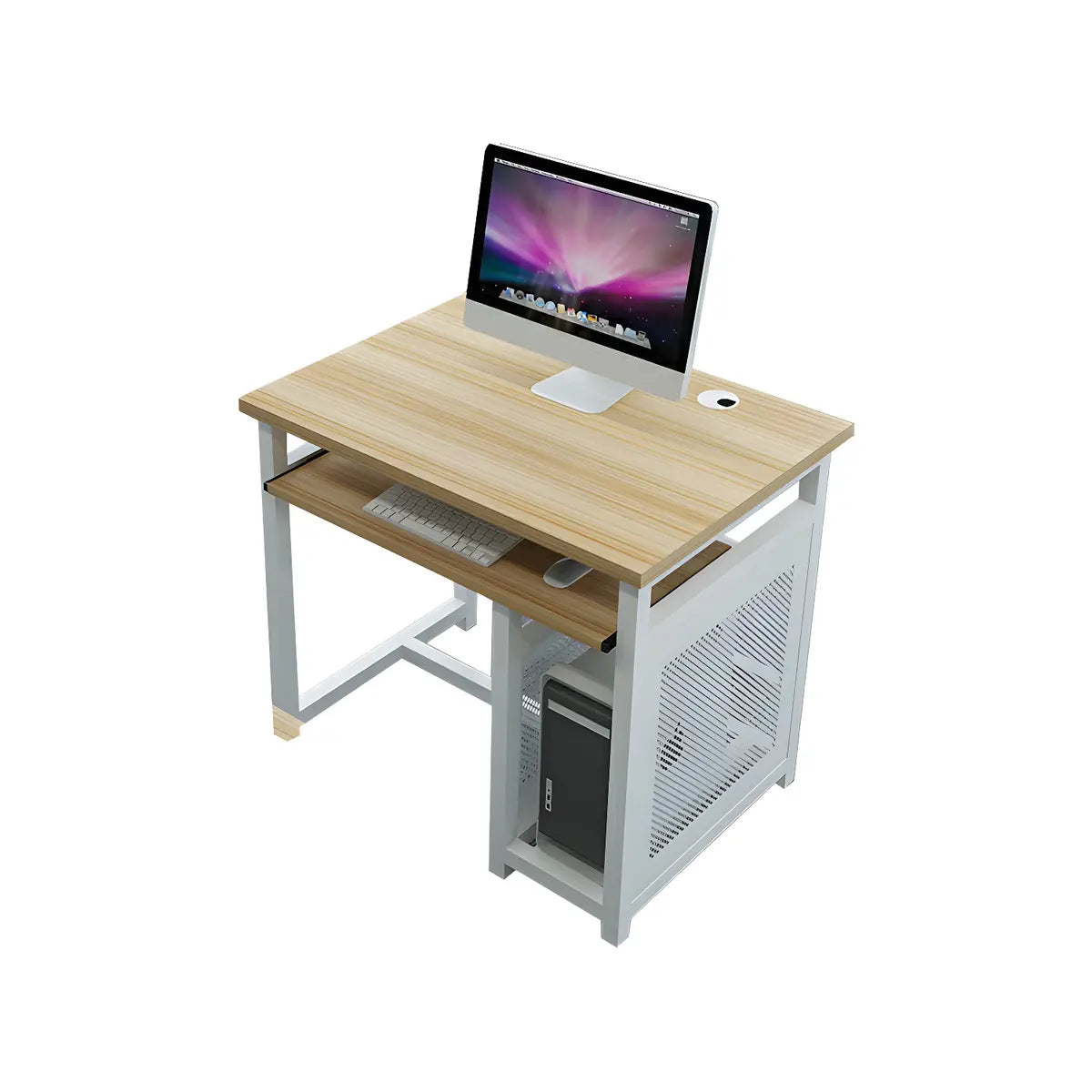 Blue Wood Square Cable Management Sled Computer Desk Image - 5