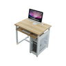 Blue Wood Square Cable Management Sled Computer Desk Image - 5