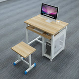 Blue Wood Square Cable Management Sled Computer Desk Image - 8