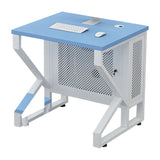 Blue Wood Square Cable Management Sled Computer Desk Image - 9