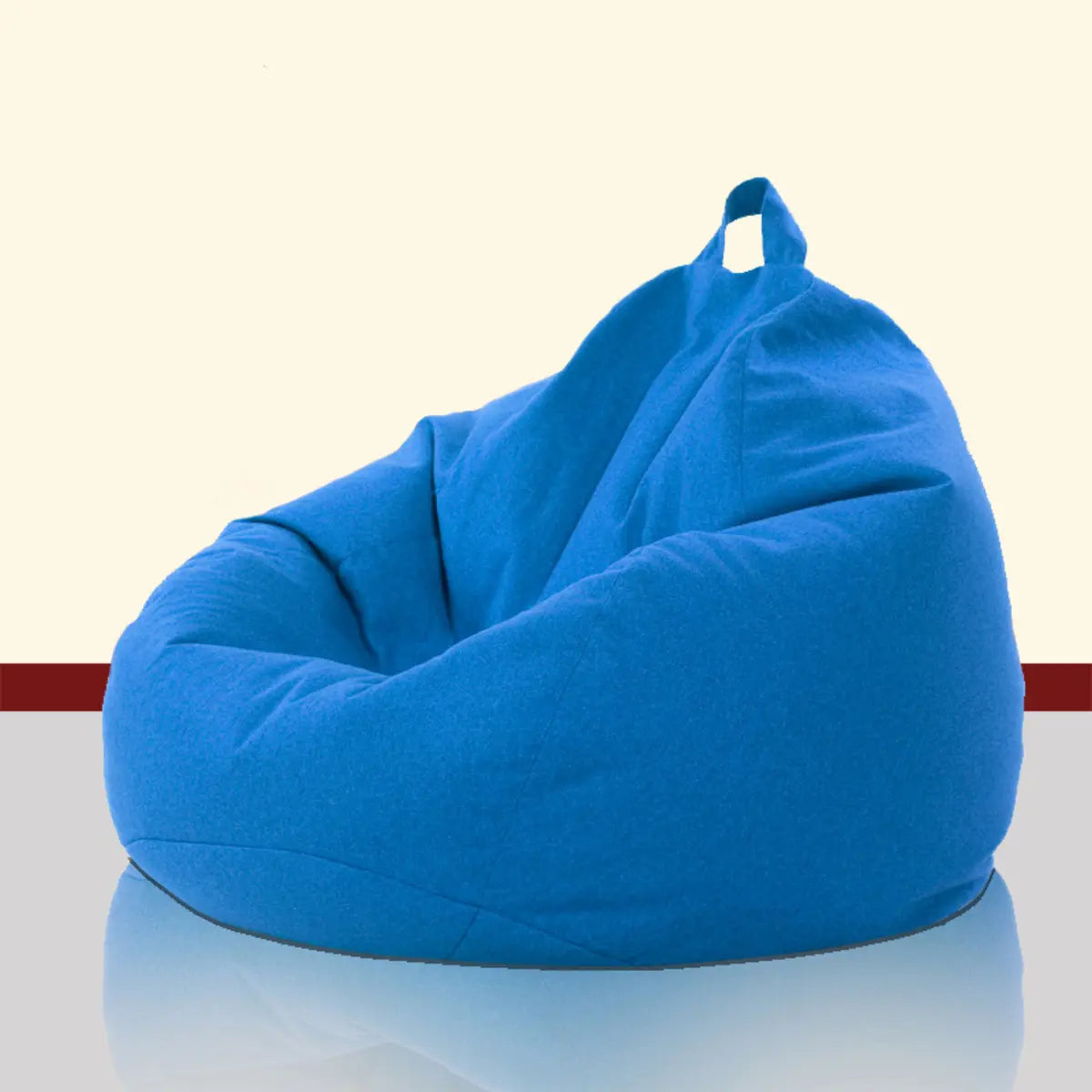 Blue Zipper Closure Round Cotton Portable Bean Bag Chair Image - 1