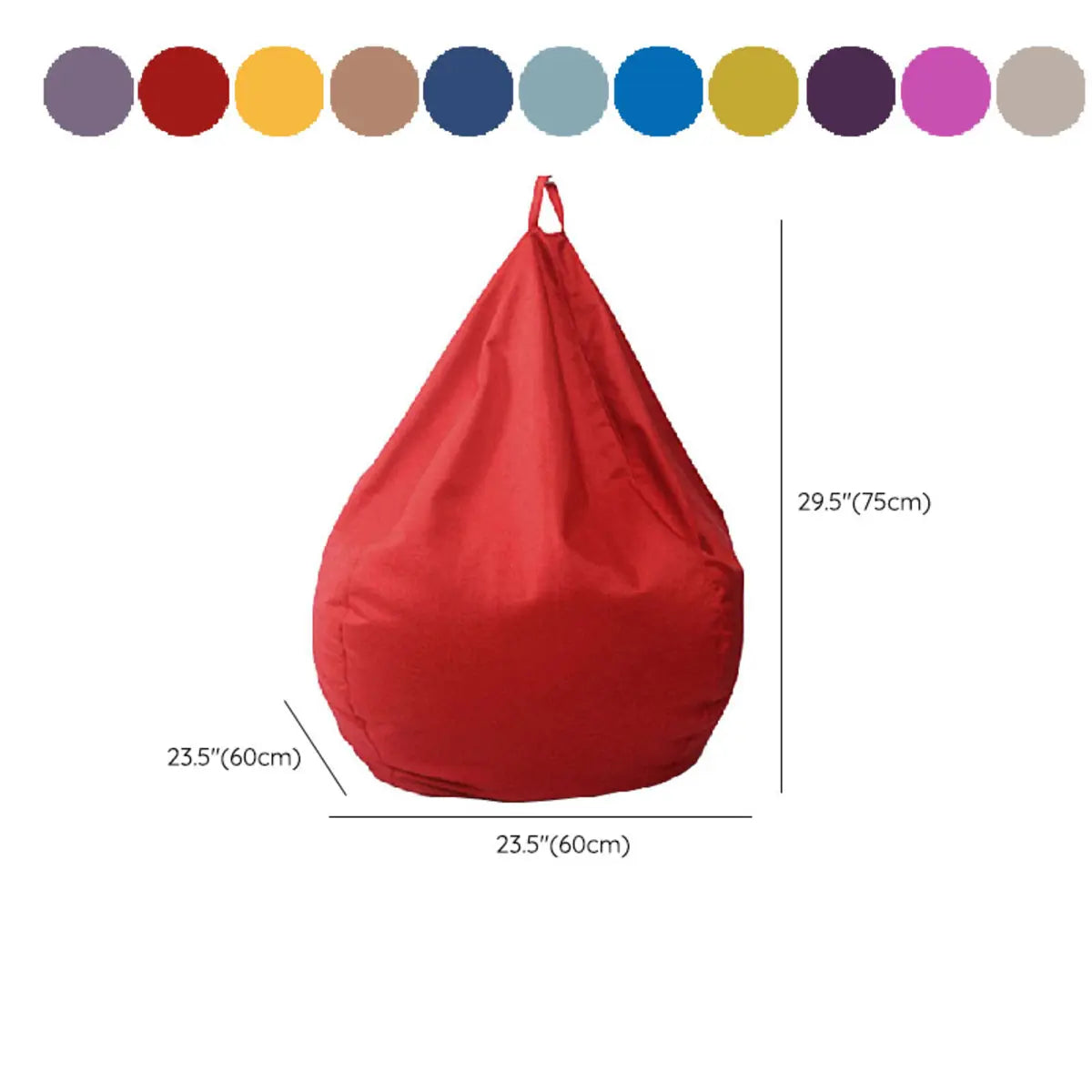 Blue Zipper Closure Round Cotton Portable Bean Bag Chair 