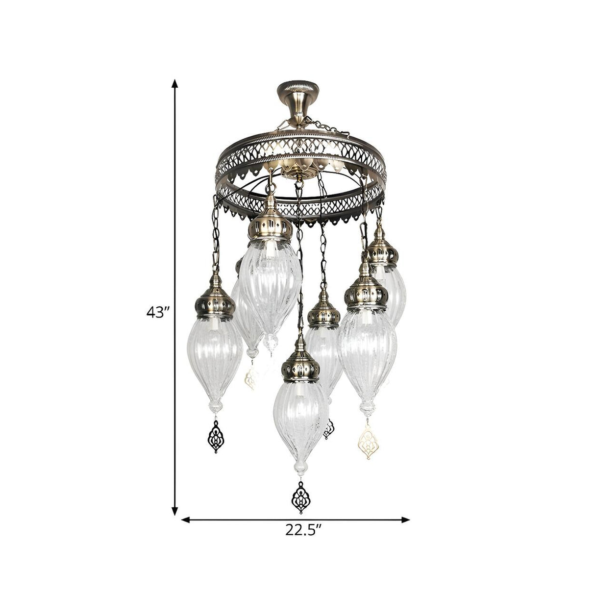  Bohemia Clear Crackle Glass Circular Pendant Chandelier 