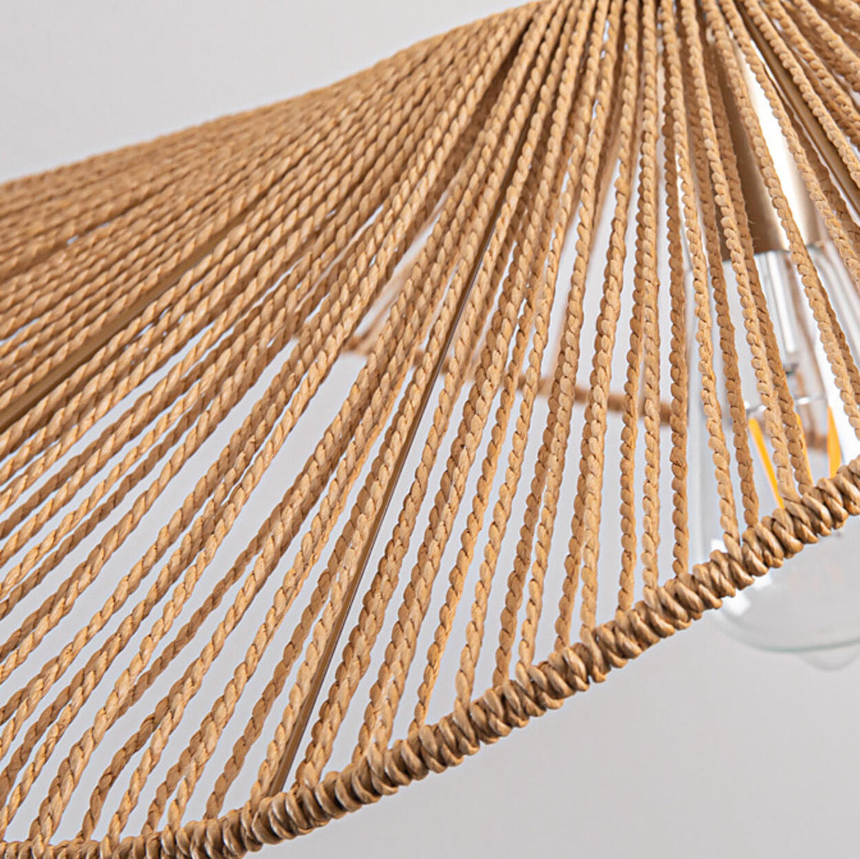 Bohemian Asymmetrical Woven Brown Rope Pendant Light Image - 11