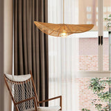 Bohemian Asymmetrical Woven Brown Rope Pendant Light Image - 7