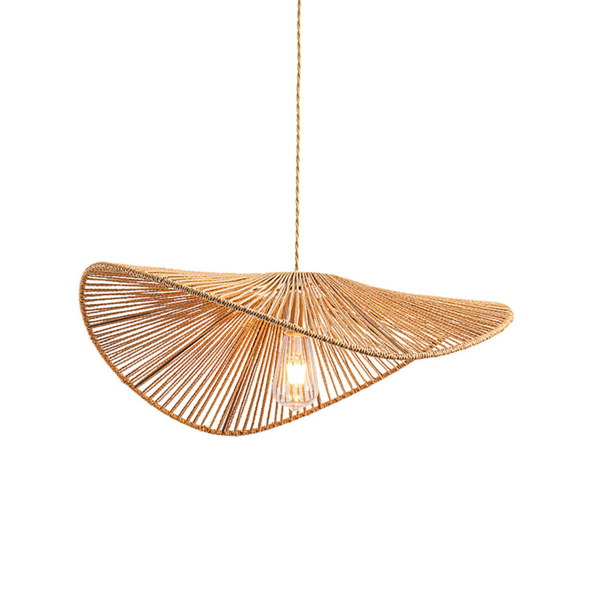 Bohemian Asymmetrical Woven Brown Rope Pendant Light Image - 8