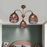 Bohemian Bedroom Colorful Glassic Dome Chandelier Image - 1