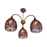 Bohemian Bedroom Colorful Glassic Dome Chandelier Image - 3