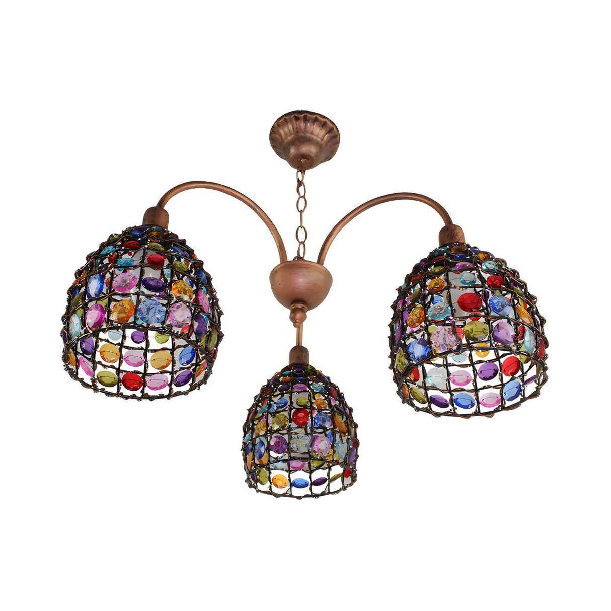 Bohemian Bedroom Colorful Glassic Dome Chandelier Image - 4